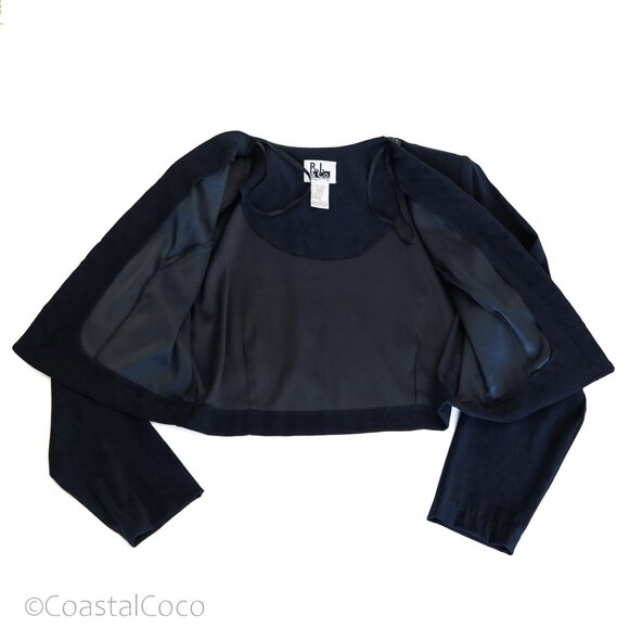 Vintage RJ&Co Dress Jacket Set 12P Micro Suede Floral Embroidered Career Holiday - Picture 10 of 16